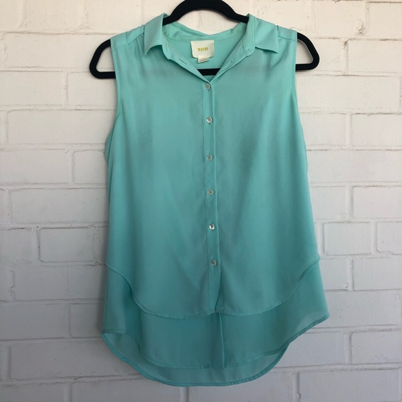 Maeve Sz 4 Teal Button Down Layered Tank Top - Picture 2 of 8
